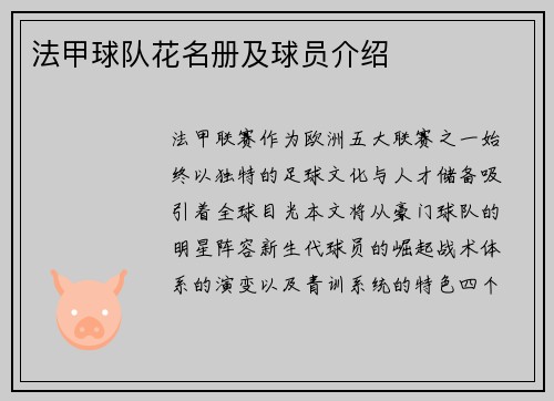 法甲球队花名册及球员介绍